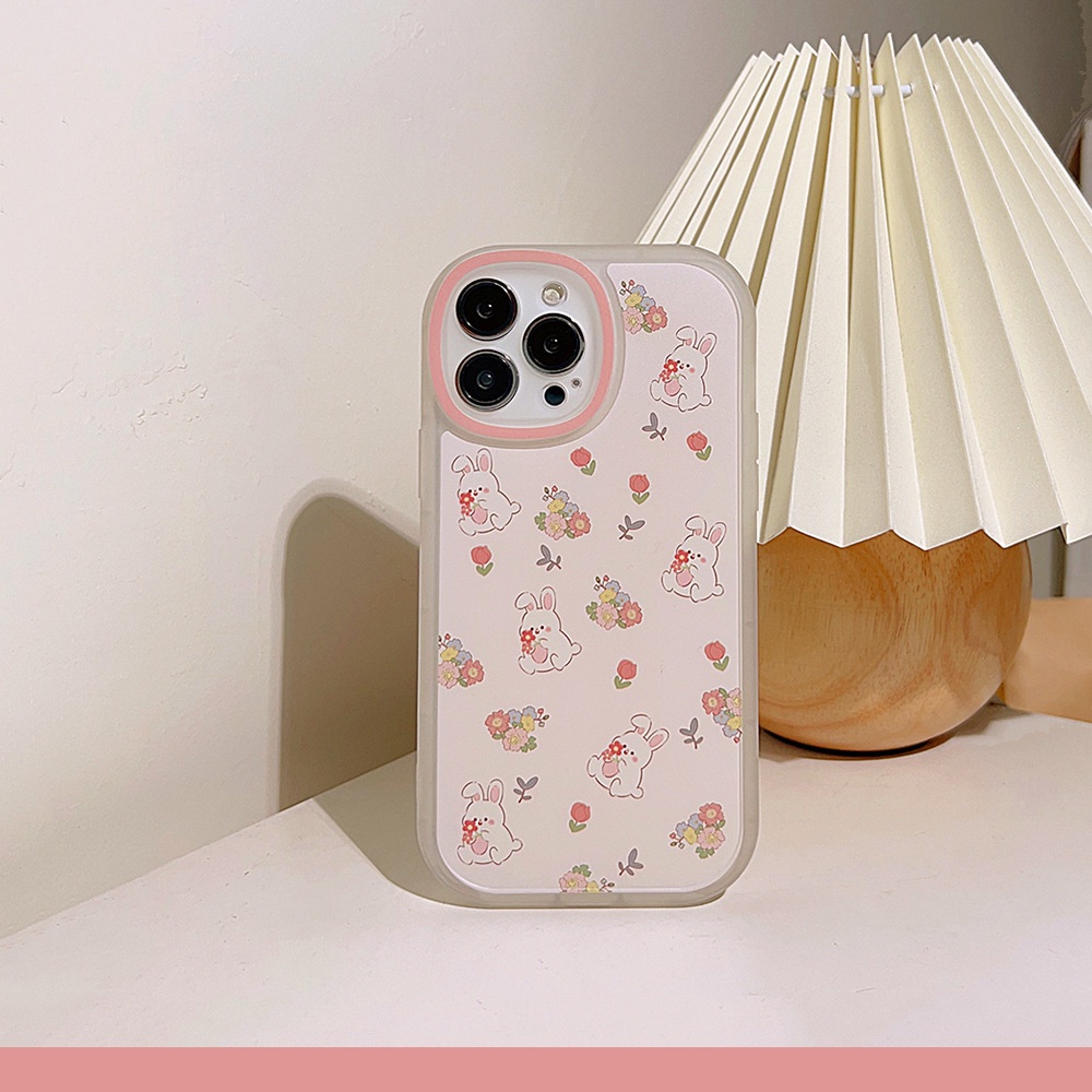 Casing Silikon Kartun Kelinci Bunga Lucu Untuk Iphone SE 2020 7 /8 Plus 14x XR XM 11 12 MINI 13 PRO MAX Casing Cover Pelindung AT0044