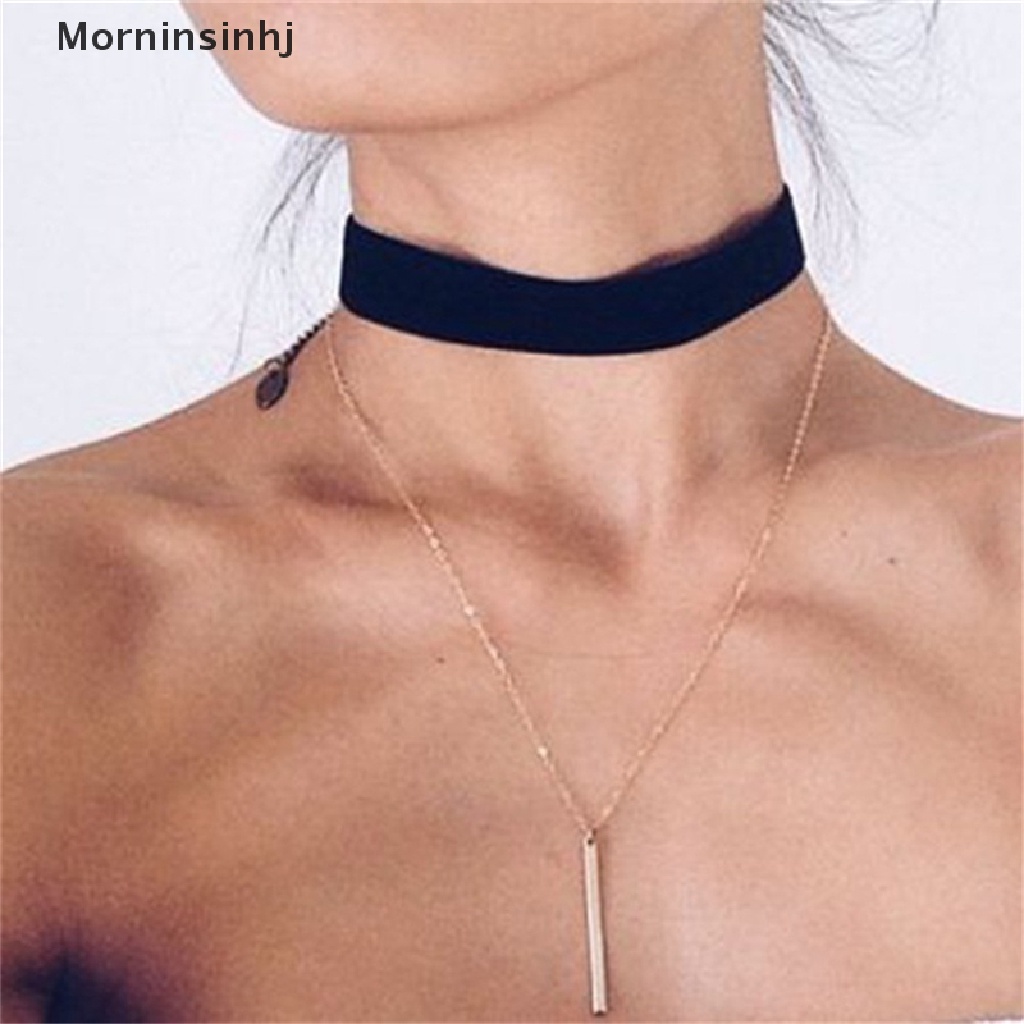 Mornin Kalung Kerah Choker Beludru Hitam Goth Gothic Handmade Retro Burlesque Jewelry id