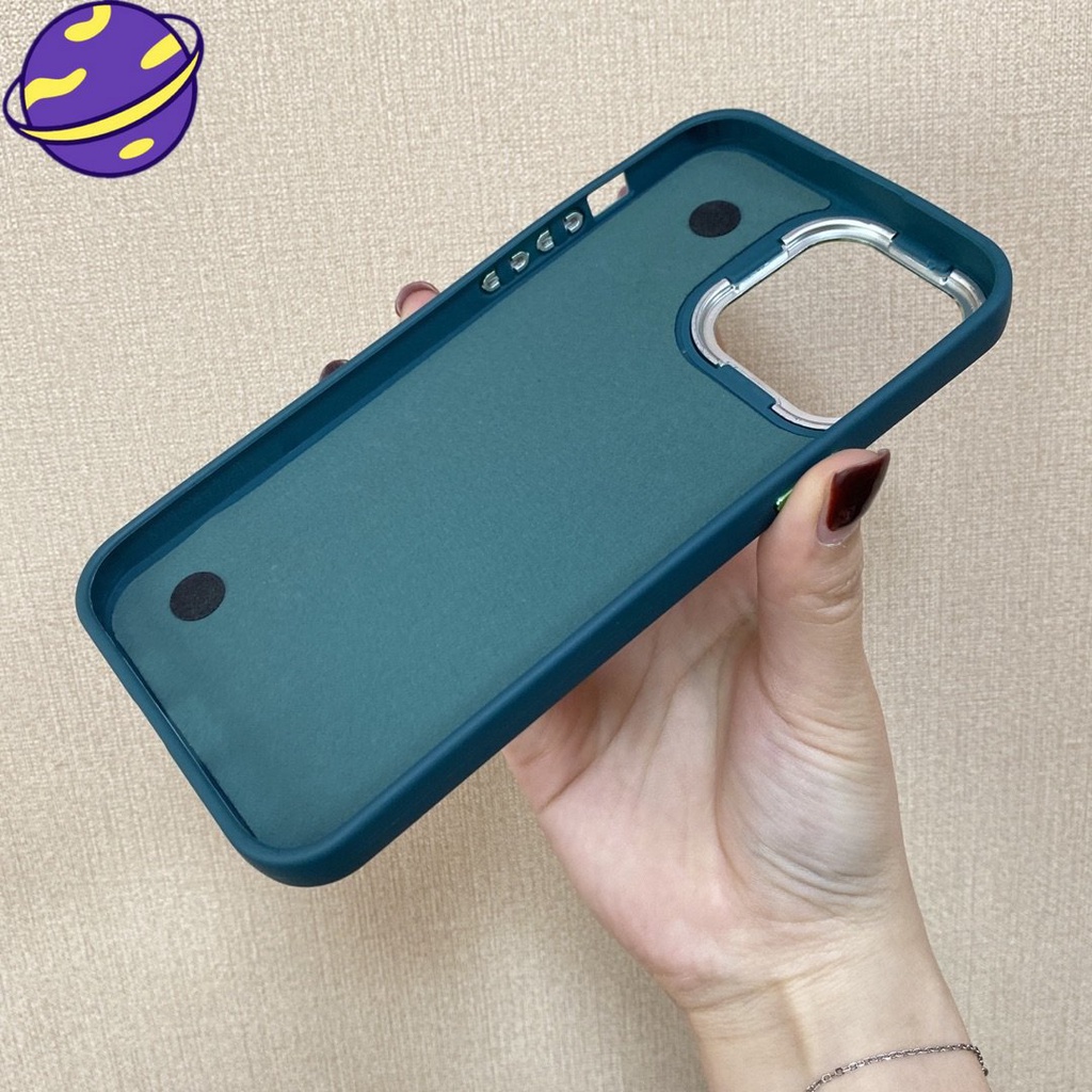 IPHONE Soft Case Tali Pergelangan Tangan Bahan Kulit Warna Hijau Tua Untuk Iphone12 13 14 11 Pro Max14 Plus Casing Belakang Kain Imitasi