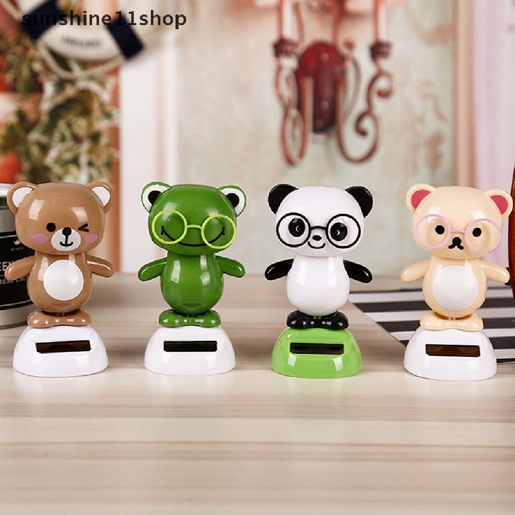 Sho 1Pc Aksesoris Dekorasi Mobil Car Solar Decoration Kartun Kreatif Goyang Kepalanya Kelinci Lucu Panda Boneka Boneka Hadiah N