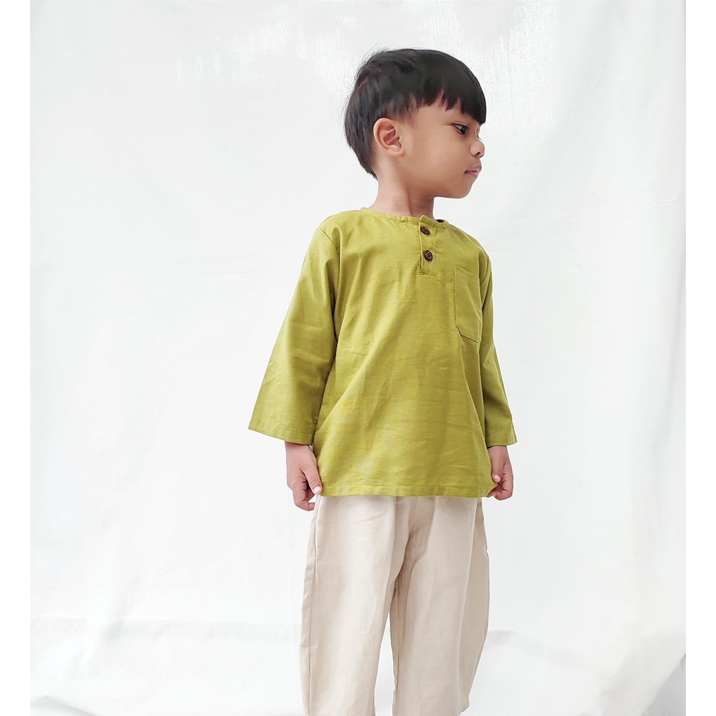 Littlepopy HEIJI Top - Kemeja Atasan Koko Linen Lengan Panjang Anak