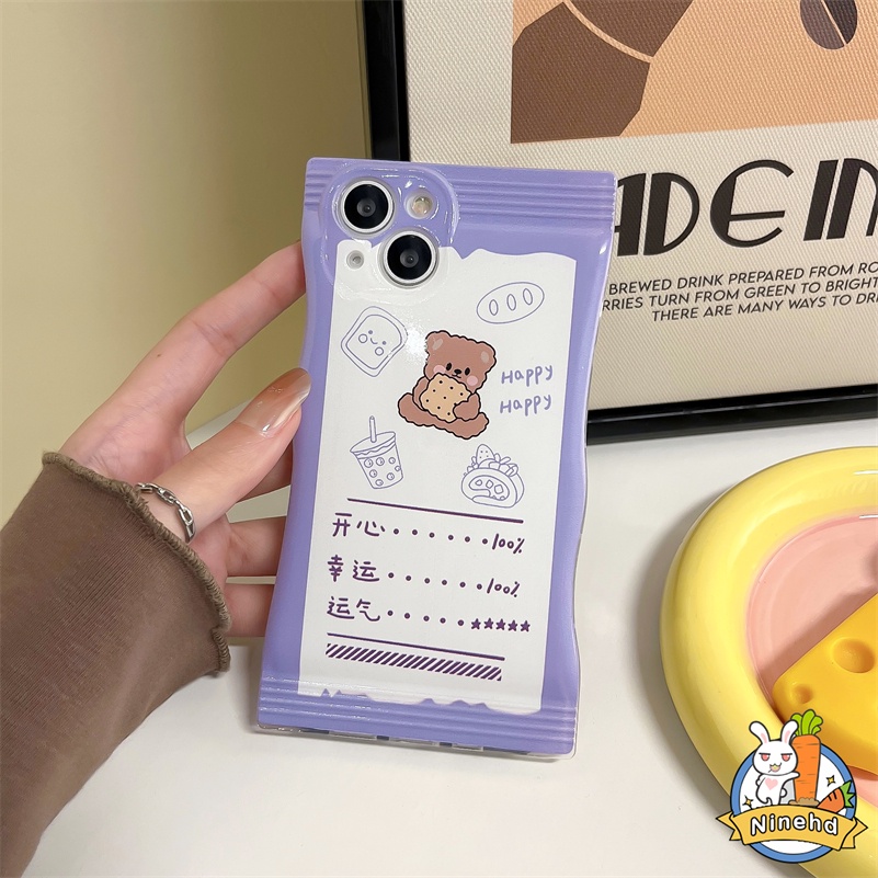 Realme 9 Pro + C35 C31 C30 C21 C21Y C25Y C25 C20 C20A C17 C15 C12 C11 8 8i 7i 5 5i 5s 6i Narzo 50A Prime Ins Gentle Bear Snack Bag Phone Case Glossy Silicone Case Protective Cover