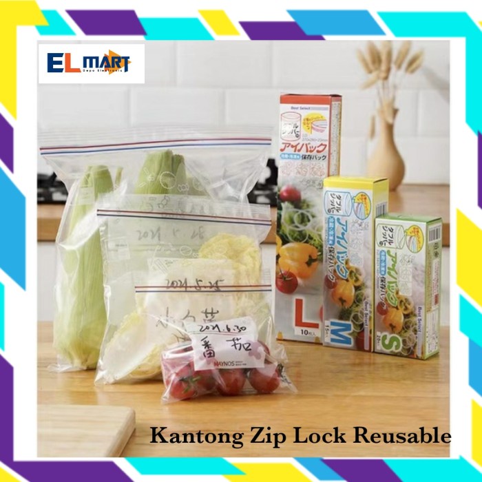 Kantong Plastik Double Ziplock Penyimpanan Makanan Sayur Reusable KS02