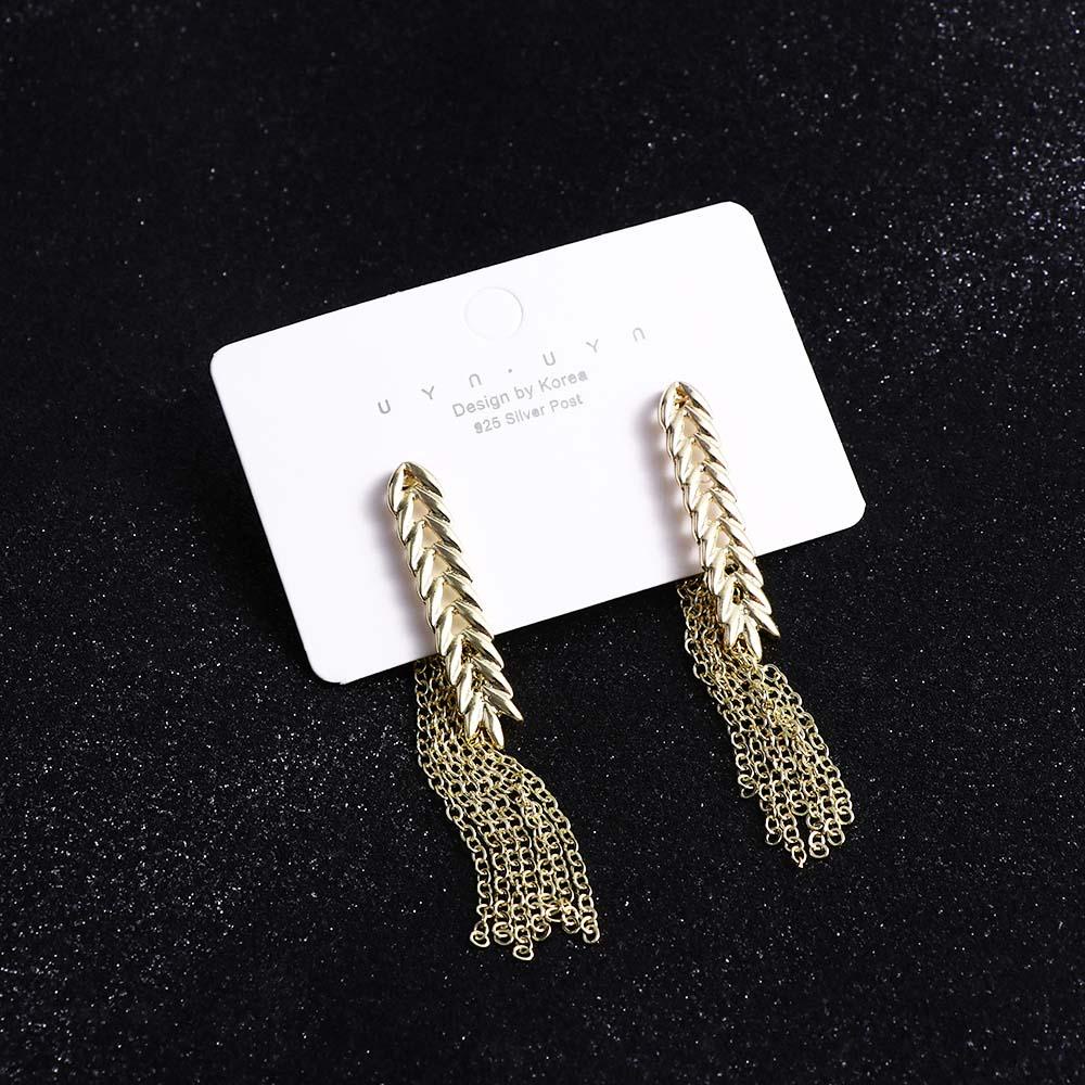 Needway   Wanita Anting Elegan Manis Sederhana Gandum Fringe Rumbai Fashion Perhiasan Gadis Hadiah Temperamen Drop Anting-Anting Gaya Korea Menjuntai Anting-Anting