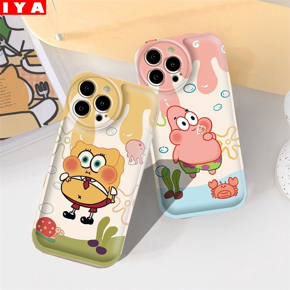 Soft Case Realme 10 C15 C12 C25S C11 C20 realme5 5i 6i C3 8i C21Y C25Y Lucu SpongeBob Dan Patrick Bintang Kreatif TPU Bantal Udara Ponsel Case Cover