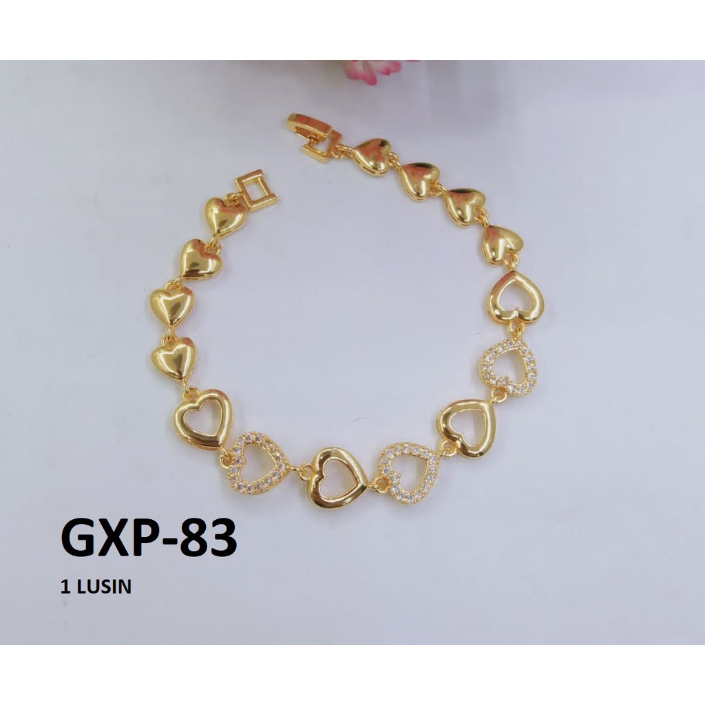 [1 LUSIN ISI 12] GELANG XP RANTAI EMAS GOLD LOVE HARI DIAM TERMURAH / DUNIA GELANG TERBARU