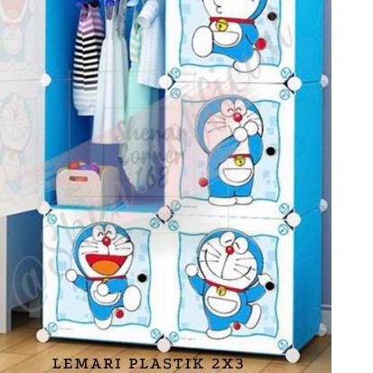 ✻ SHENAR LEMARI PLASTIK (2X3) 6 KOTAK BAJU PAKAIAN ANAK BAYI PORTABLE KARAKTER HELLOKITTY DORAEMON /