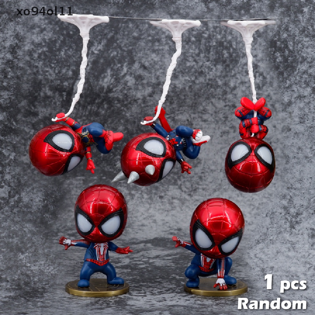 Xo Marvel Spider Man Anime 1Pcs Q Versi Super Spider-Man Boneka Mobil Dekorasi Pvc 9-18 cm Kawaii Model Mainan OL