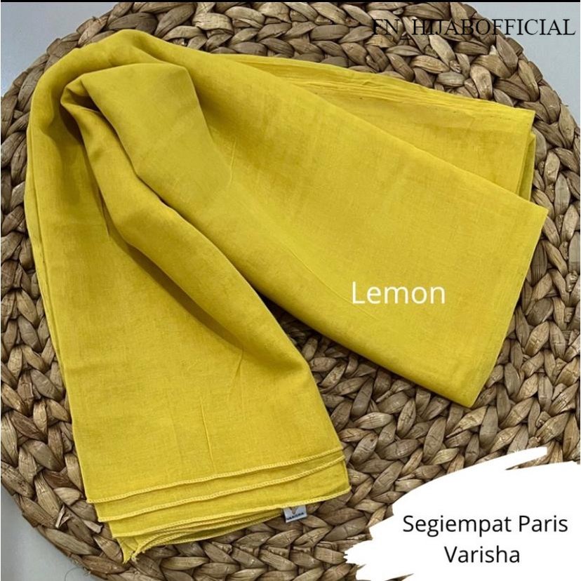 Hijab SegiEmpat Paris Premium Jadul Red Ros Warna Lemon