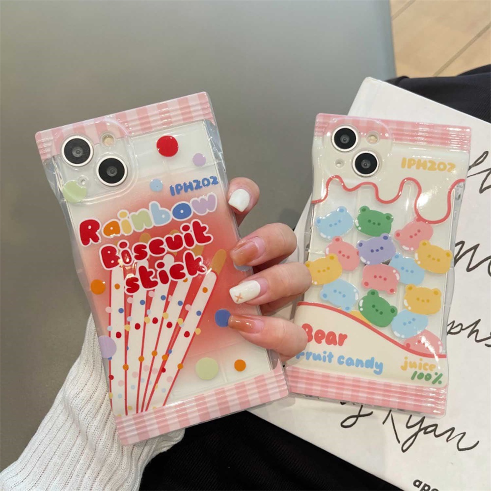 IPHONE Case Kompatibel Untuk Iphone14 14Pro 11 13 12 Pro MAX iPhone7 8plus 6s Plus XR 14Plus XS MAX Gummy bears Dan Pretz stick biscuit TPU Soft Phone Cover DGX