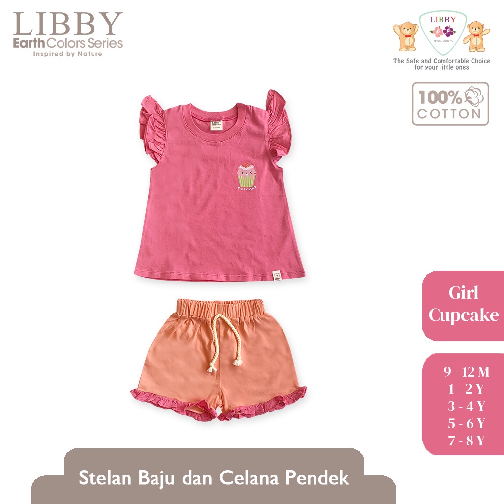 Baju Bayi Stelan Anak Perempuan Set Oblong Pendek-Celana Pendek LIBBY Earth Niji Series GIRL (1 STEL)