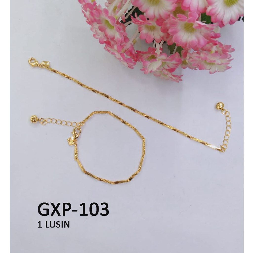 [1 LUSIN ISI 12] GELANG XP RANTAI EMAS GOLD PRISMA TEKSTUR TERMURAH / DUNIA GELANG TERBARU