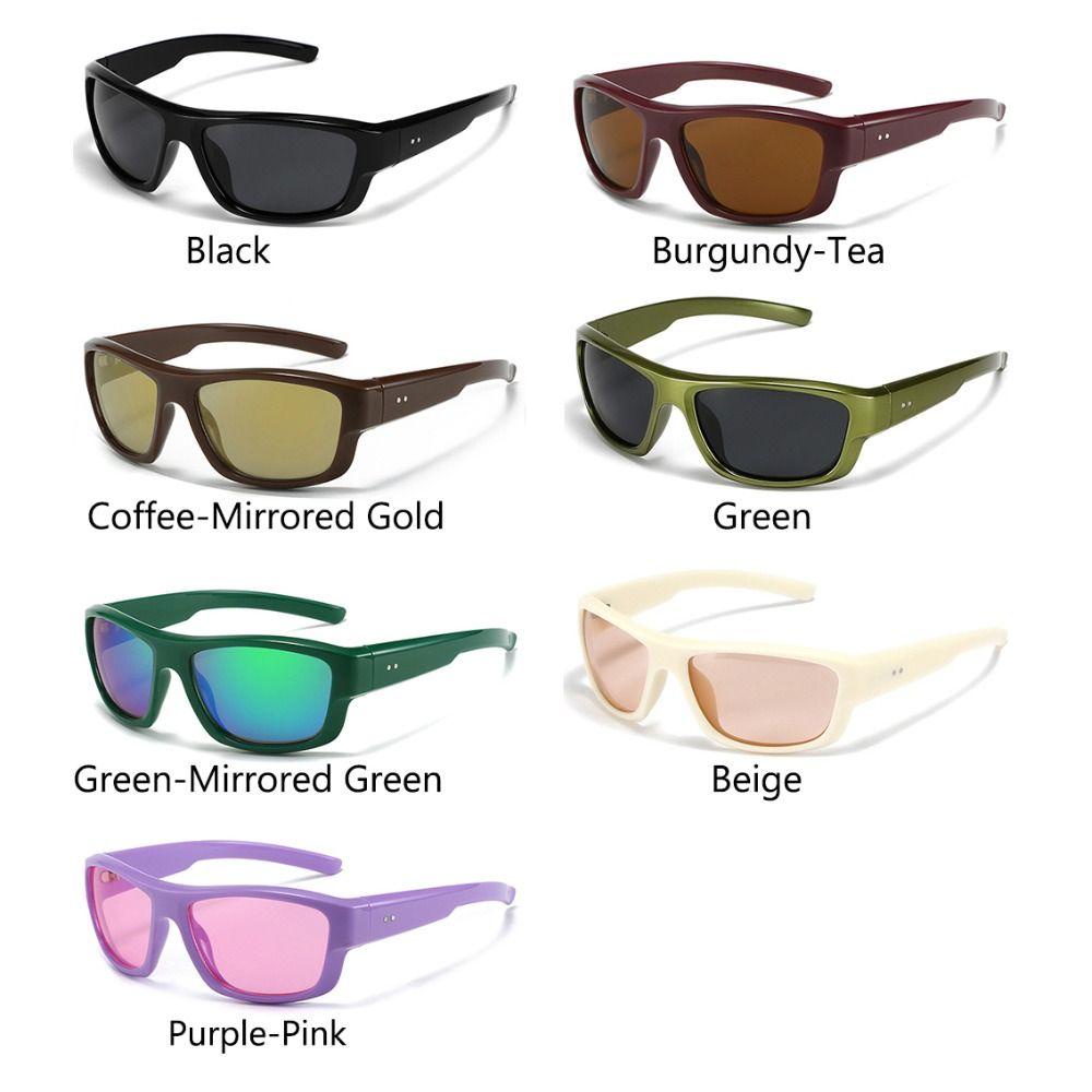 Nanas Y2K Kacamata Sport Bersepeda Tahan Angin Persegi Panjang Shades