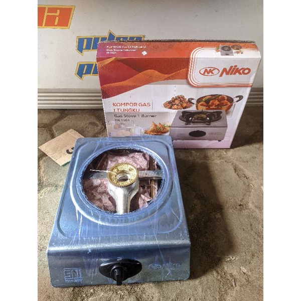 Kompor gas 1 tungku stenlis Niko burner kuningan