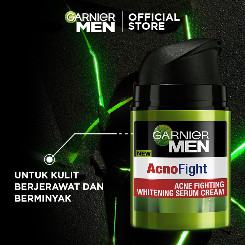 GARNIER Men Krim Anti Jerawat Acno Fight Acne Fighting Brightening Serum Cream Skin Care - 40ml Krim