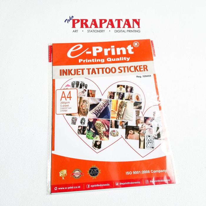 Terlaris E-Print Inkjet Tattoo Sticker A4 200Gsm