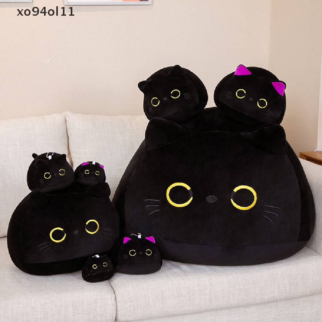 Xo10/25cm Kucing Hitam Bantal Lucu Boneka Mewah Liontin Gantungan Kunci Dekorasi OL