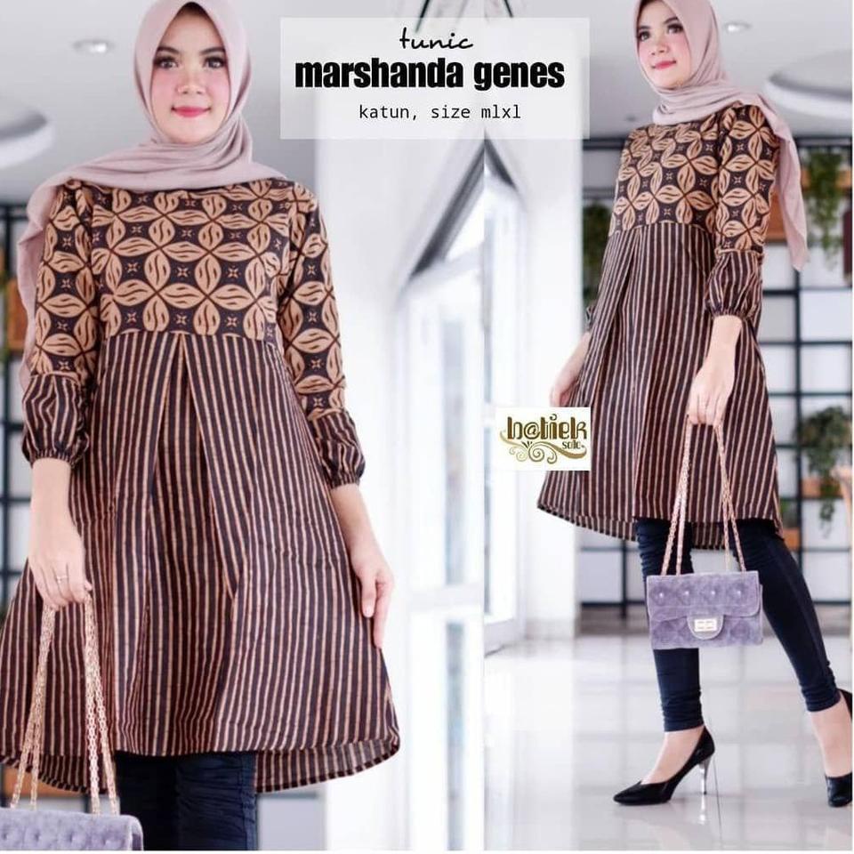 Sale Terbatas TUNIK BATIK MARSHANDA GENES TUNIK BALON ATASAN BATIK WANITA