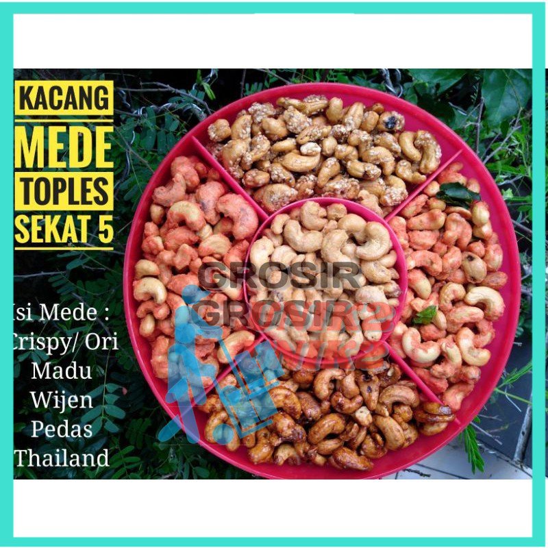 Kacang mede toples sekat 5 rasa / kacang mete sekat 6 grosir unik