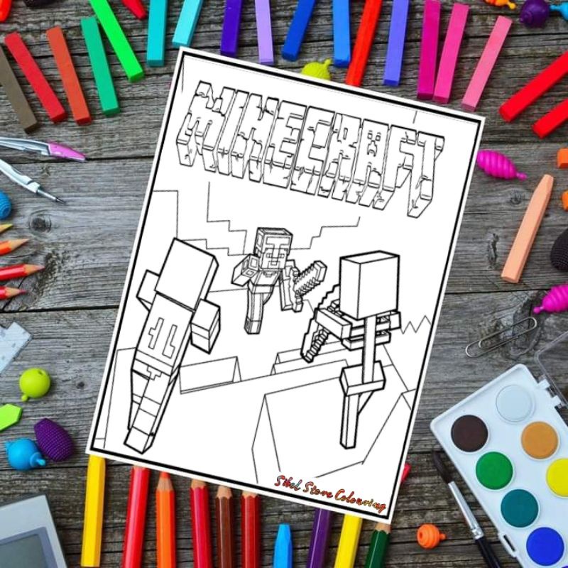 

Kertas Mewarnai Gambar Anak Tema Minecraft 02 / Kertas Gambar (10 Lembar Gambar)