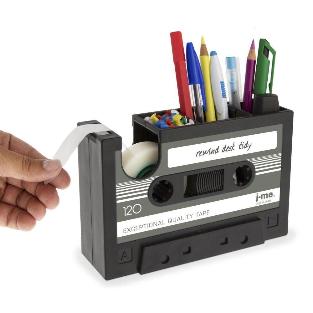 Preva Pen Holder Kreatif Dengan Tape Base Cutter Wadah Penyimpanan Berbentuk Kaset