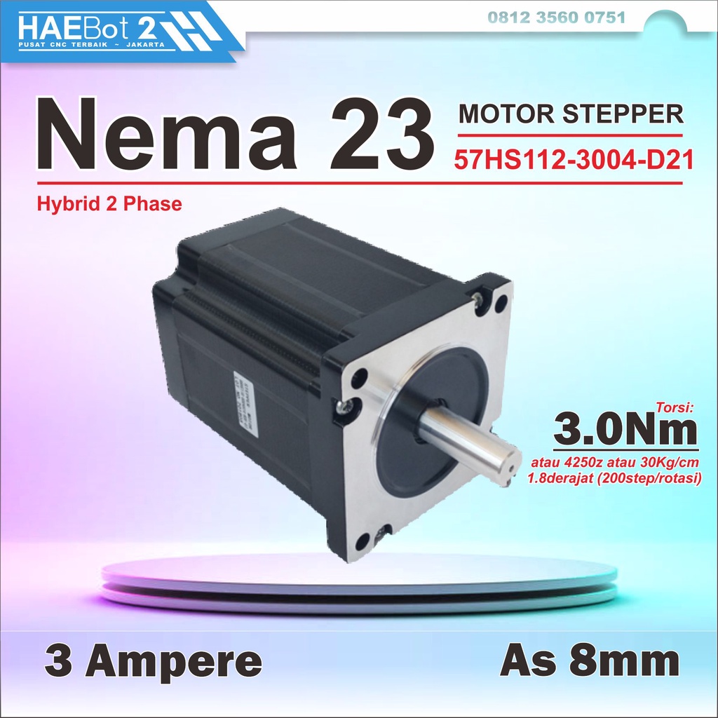 [HAEBOT 2] Motor Stepper Nema 23 Nema23 57HS112 3Nm 112mm 3A CNC Robot Laser Router Plasma Milling H