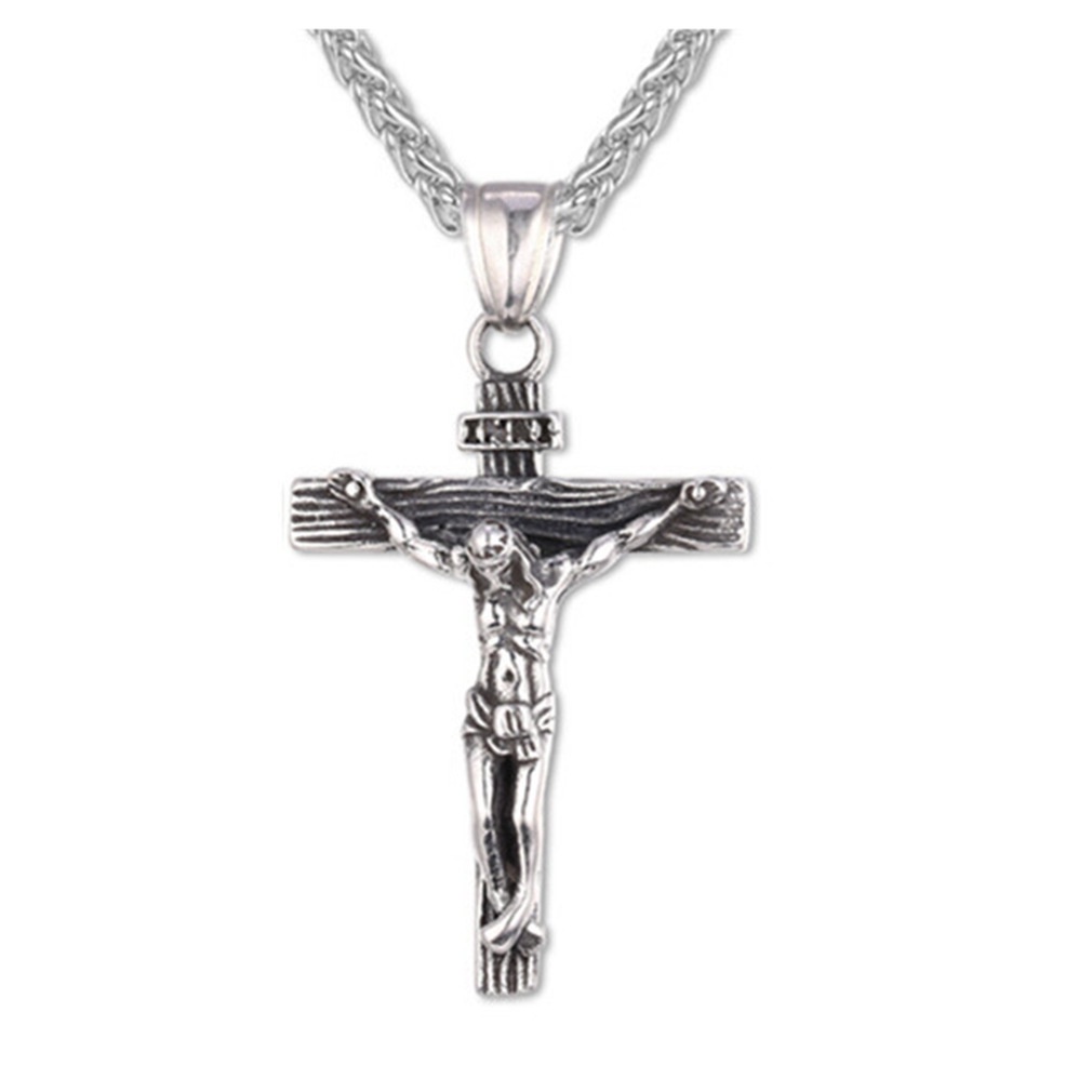 Kalung Desain Salib Yesus Paskah | Kalung Rantai Klavikula | Perhiasan Bahan Titanium Steel | Ornamen Bahan Stainless Steel