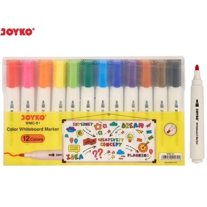 

BISA COD Spidol Warna/Color White Board Marker WMC-51 Joyko 12 Colors