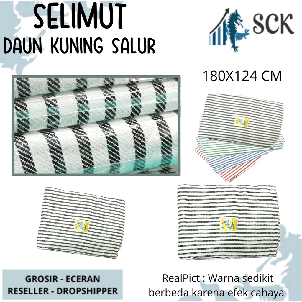 Selimut Garis Daun Kuning / Selimut Putih Salur Rumah Sakit / Perlengkapan Rumah GROSIR