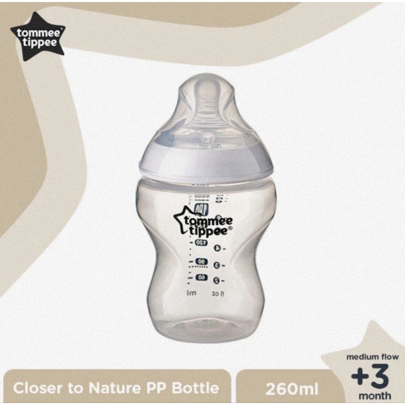 Tommee Tippee Close To Nature PP Bottle Clear 260 ml (1 Pcs) - Botol Susu Bayi