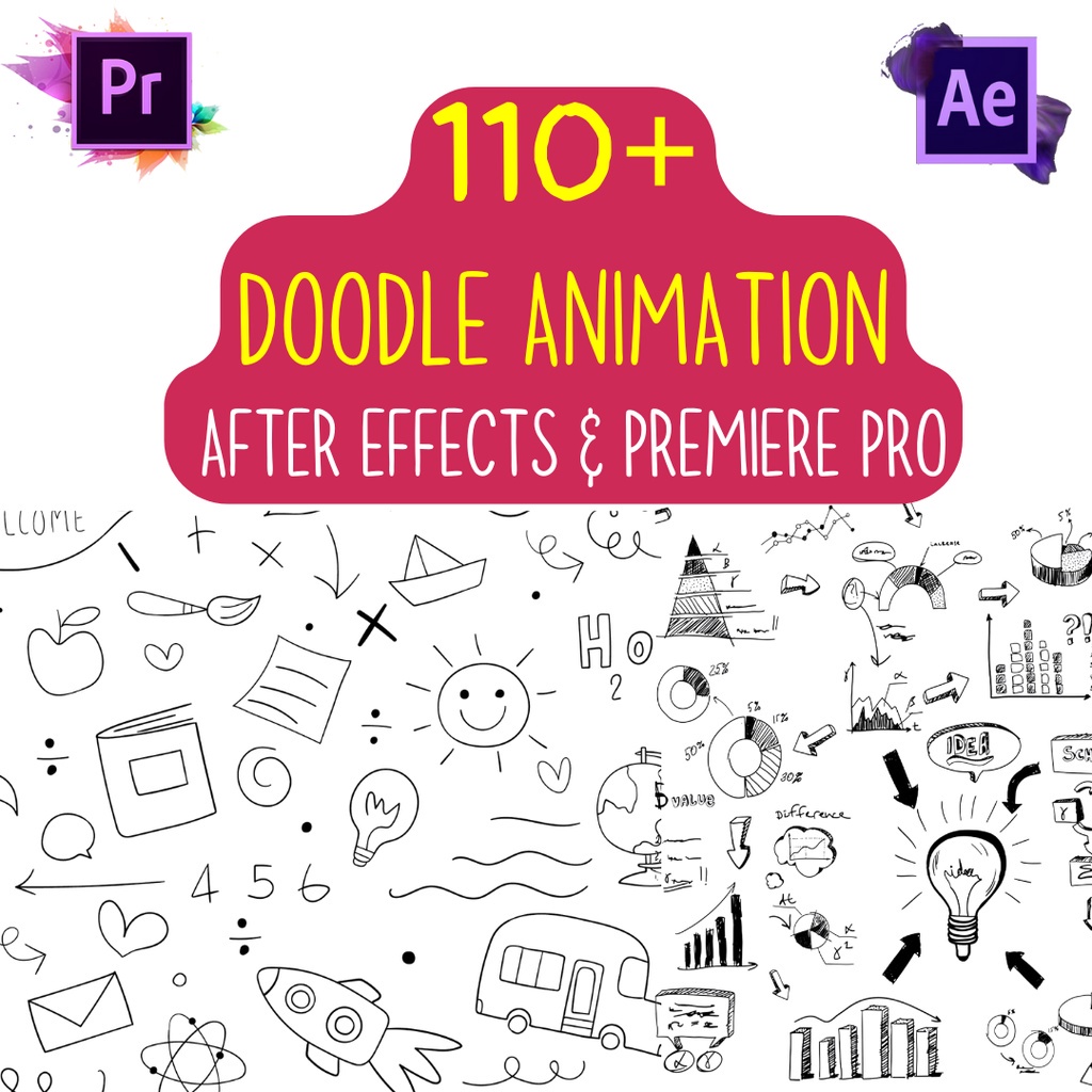 

NS 110 Sets Animated Doodles Pack Template Bundle Collection Free Updates | Premiere Pro & After Effects