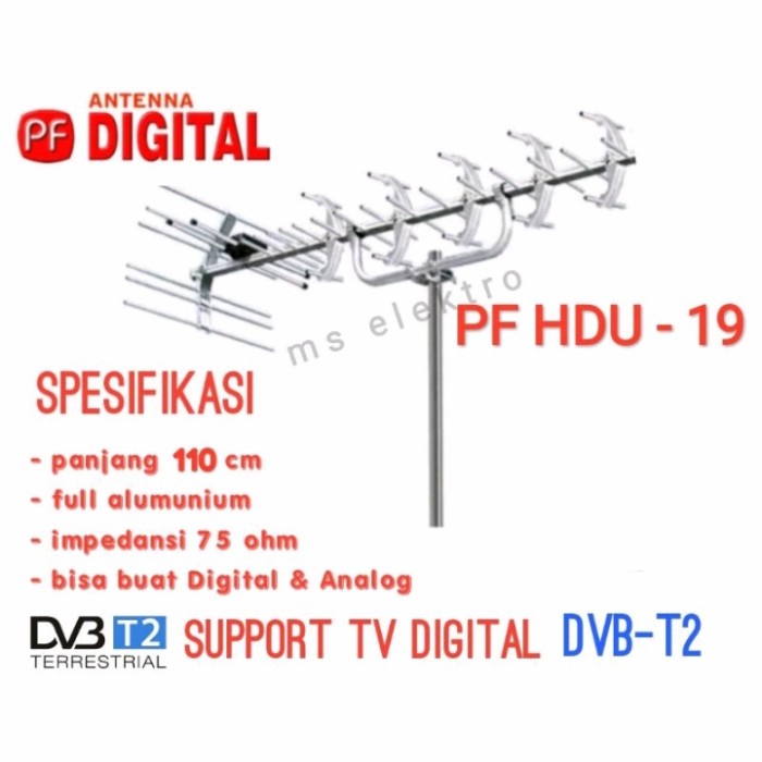 Antena TV PF HD-U19 - Digital / Analog Very High Gain Antena / Antena PF Digital HD-U19 Anten Cocok Untuk STB/Set Top Box