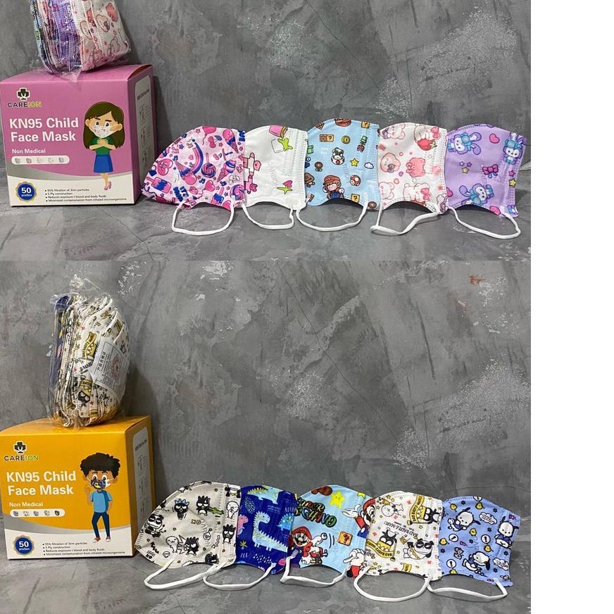 ✨COD✨ MSKER KN95 ANAK CAREION MIX KARAKTER ISI 50 PCS/MASKER KN95 ANAK/KN95 ANAK GAMBAR/KN95 ANAK KA