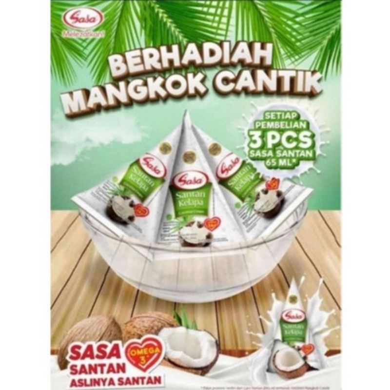 

Grosir santan SASA 1 karton isi 36 Free 12 mangkok