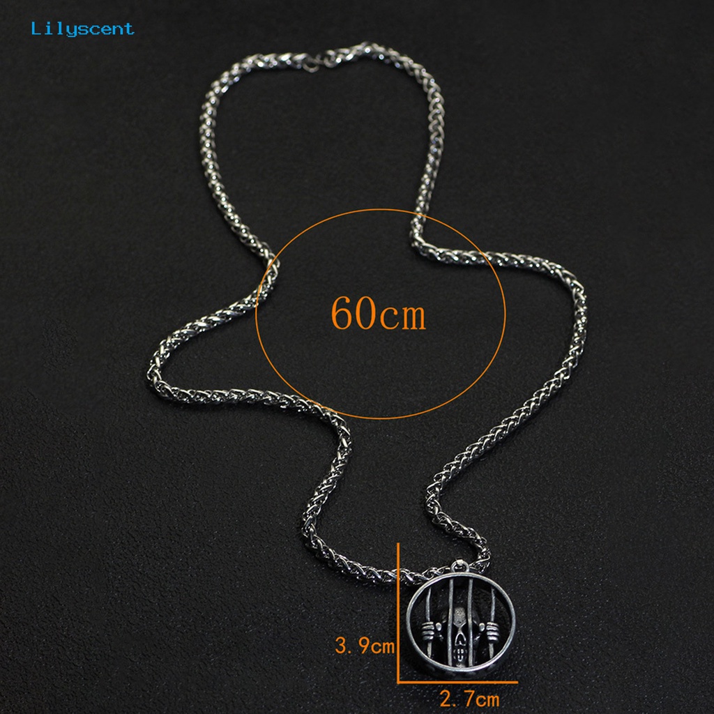 [LS] Liontin Kalung Penjara Break Tengkorak Justice Warna Solid Vintage Hip Hop Hias Isian Stainless Pria Kalung Untuk Pakaian Sehari-Hari