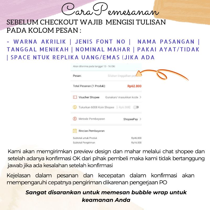 AKRILIK BRUSH bentuk kertas daur ulang  |  Tulisan Mahar Laser Acrylic | Dekorasi hias mahar pernikahan