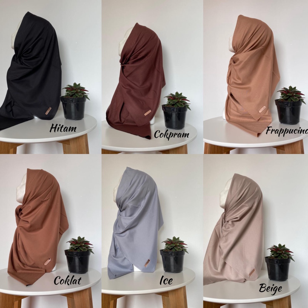 RAYYA SQUARE | HIJAB POLOS SEGIEMPAT AZMYA - JILBAB VOAL MIRACLE LASERCUT LABEL AKRILIK