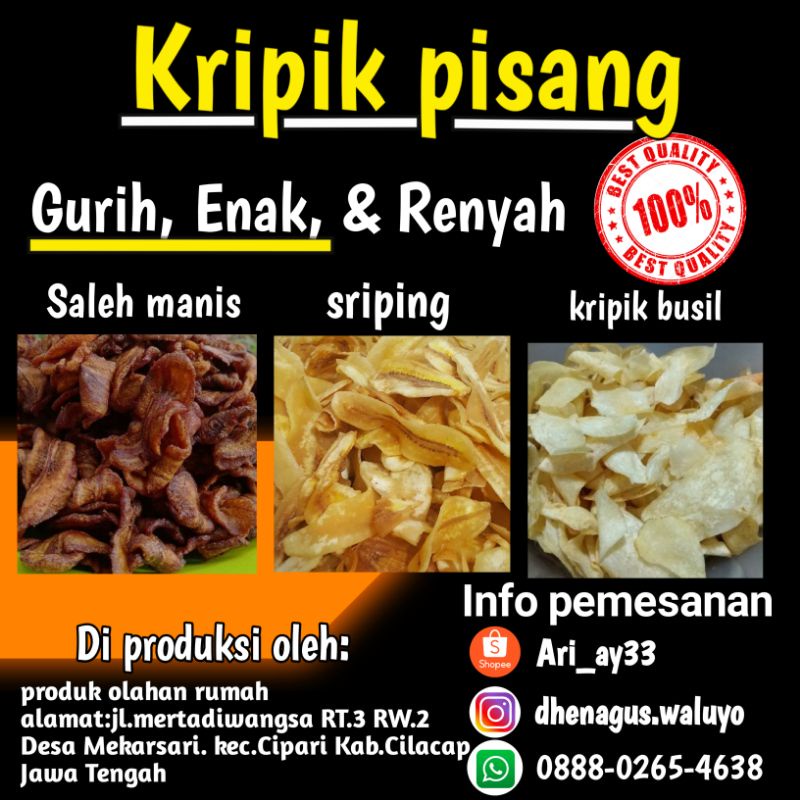 

kripik pisang. sriping. renyah, gurih dan enak