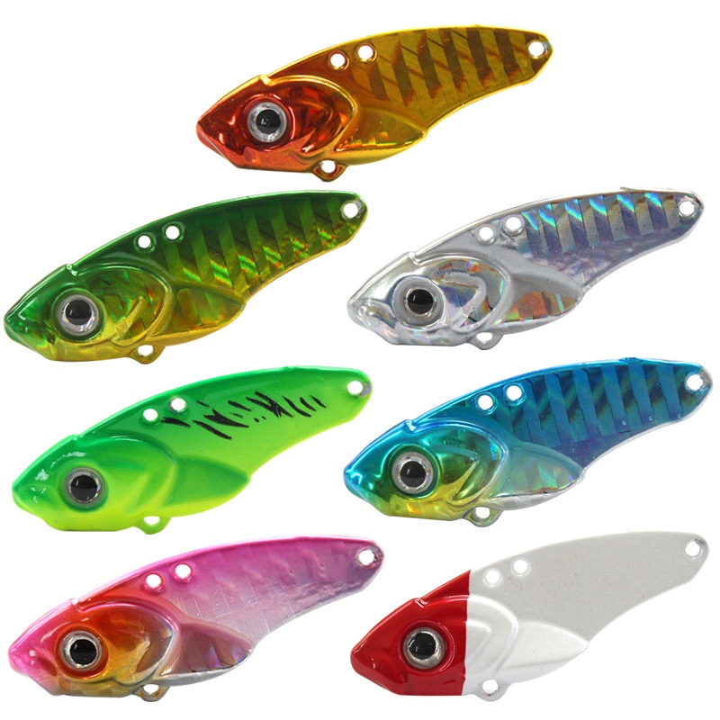 Jetshark 5warna/dus 5g 7g 10g 15g 20g Tanpa Bibir8#Hooks Metal Vib Umpan Keras Silica Gel Sea Fishing Lure