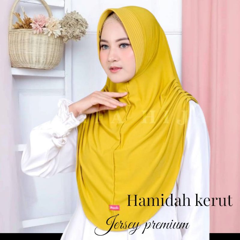 [ Qiqi Hijab ] HAMIDAH KERUT••hijab pet kerut••hijab instan jersey premium