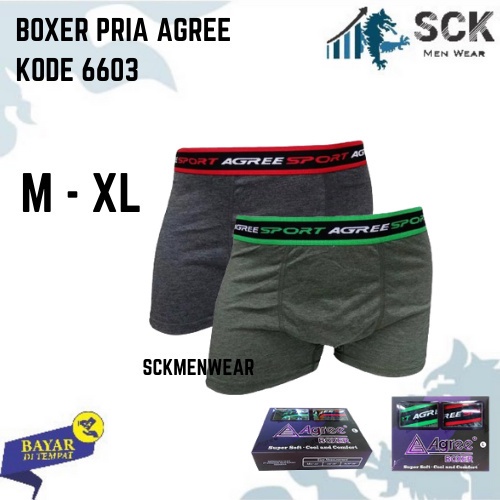 [ISI 2] CD Cowok AGREE 6603 Model Boxer / Celana Dalam Bahan Katun Halus / Pakaian Dalam Pria - sckmenwear GROSIR