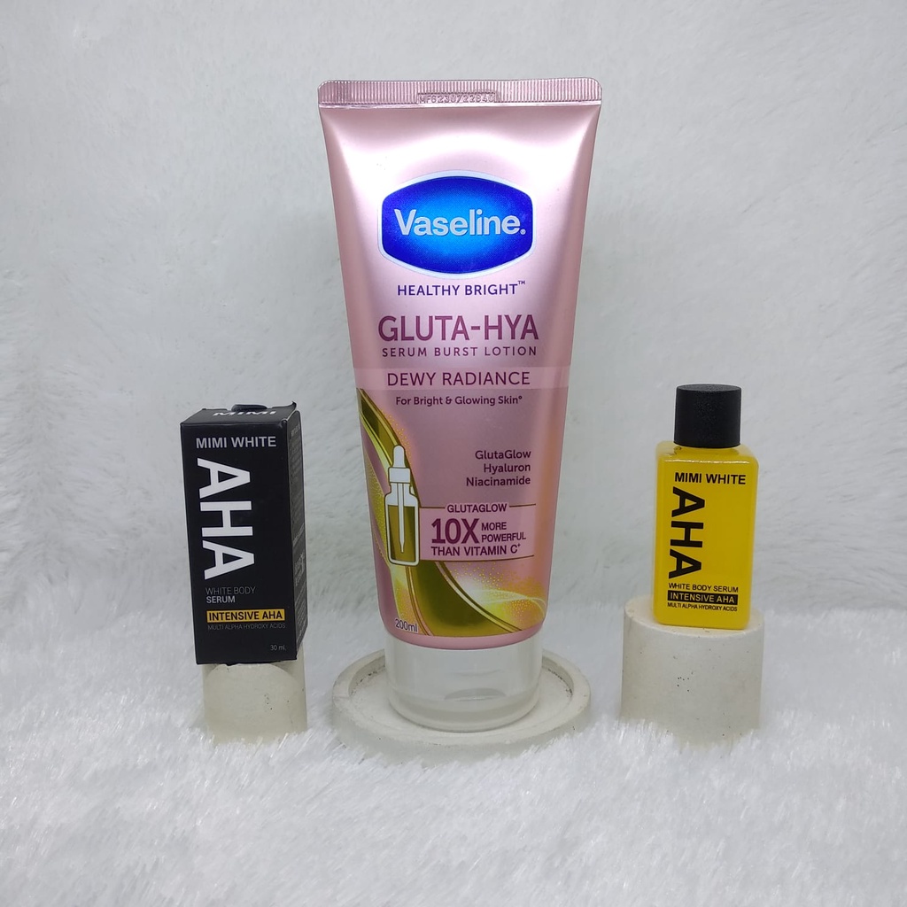 Paket Pemutih Badan Pria Dan Wanita Vaseline Healthy Bright Gluta-Hya​ Dewy Radiance Gluta Hyaluron 
