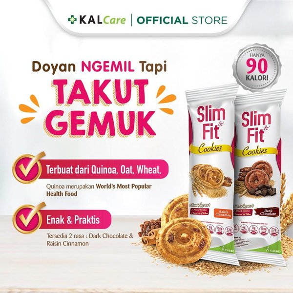 Slim &amp; Fit Cookies Diet Raisin Cinnamon / Dark Chocolate / Cheese 22 Gram SATUAN