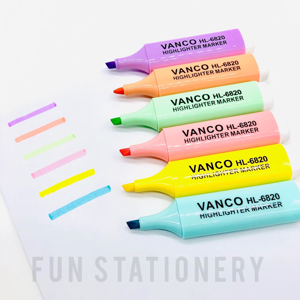 (6 PCS) STABILO PASTEL VANCO HL - 6820 + POUCH / HIGHLIGHTER PEN