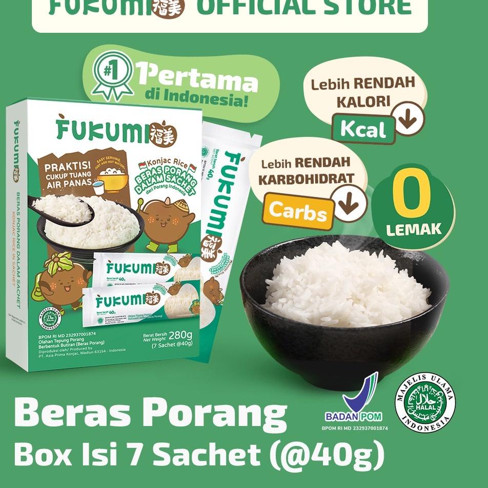 

♪ FUKUMI BERAS PORANG BOX SACHET - Fukumi Shirataki Beras Konjac Rice Diet isi 7 sachet x @40gr ✽