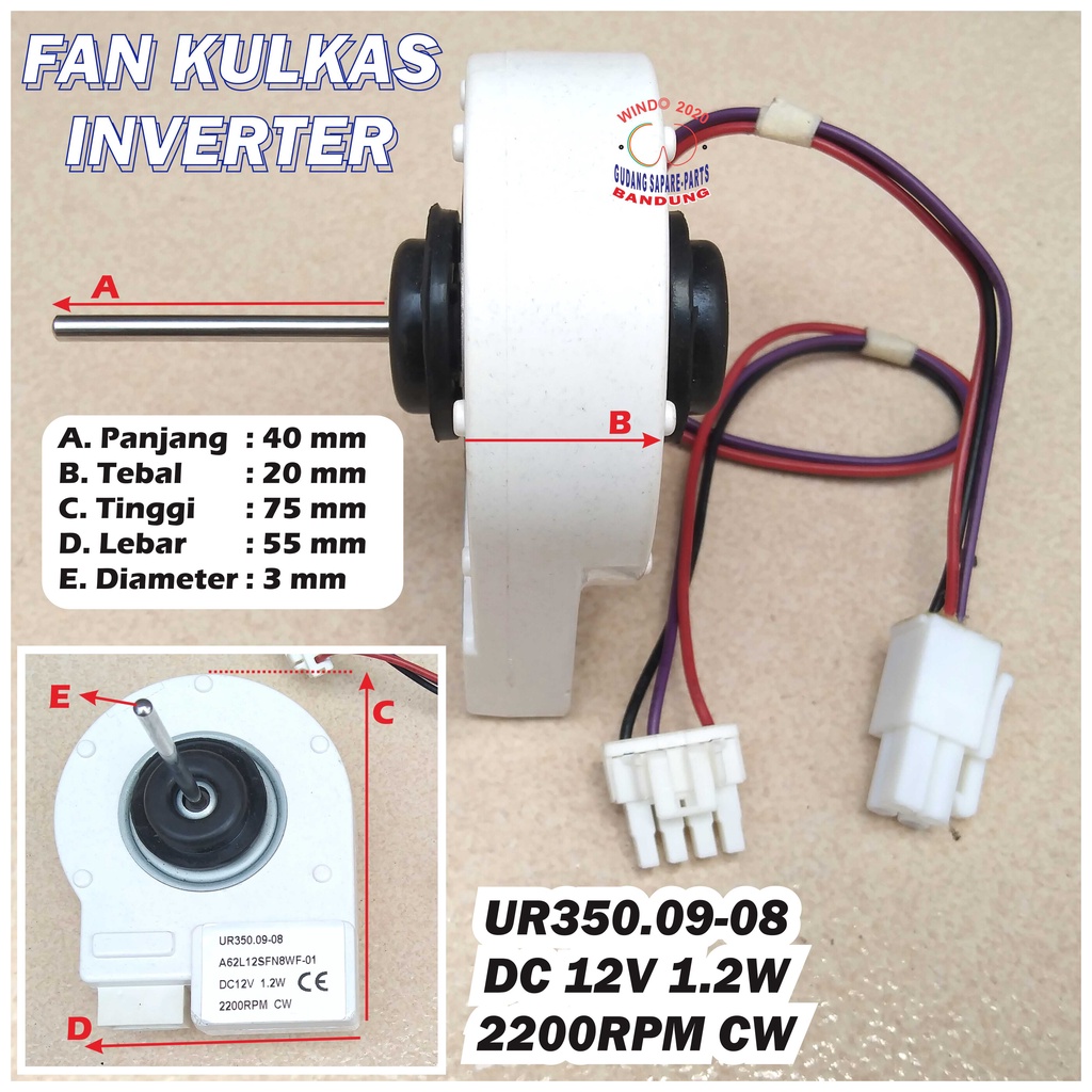 Motor Fan Kulkas Samsung Inverter - Fan Motor Evavorator Kulkas Inverter 3 kabel 12VDC