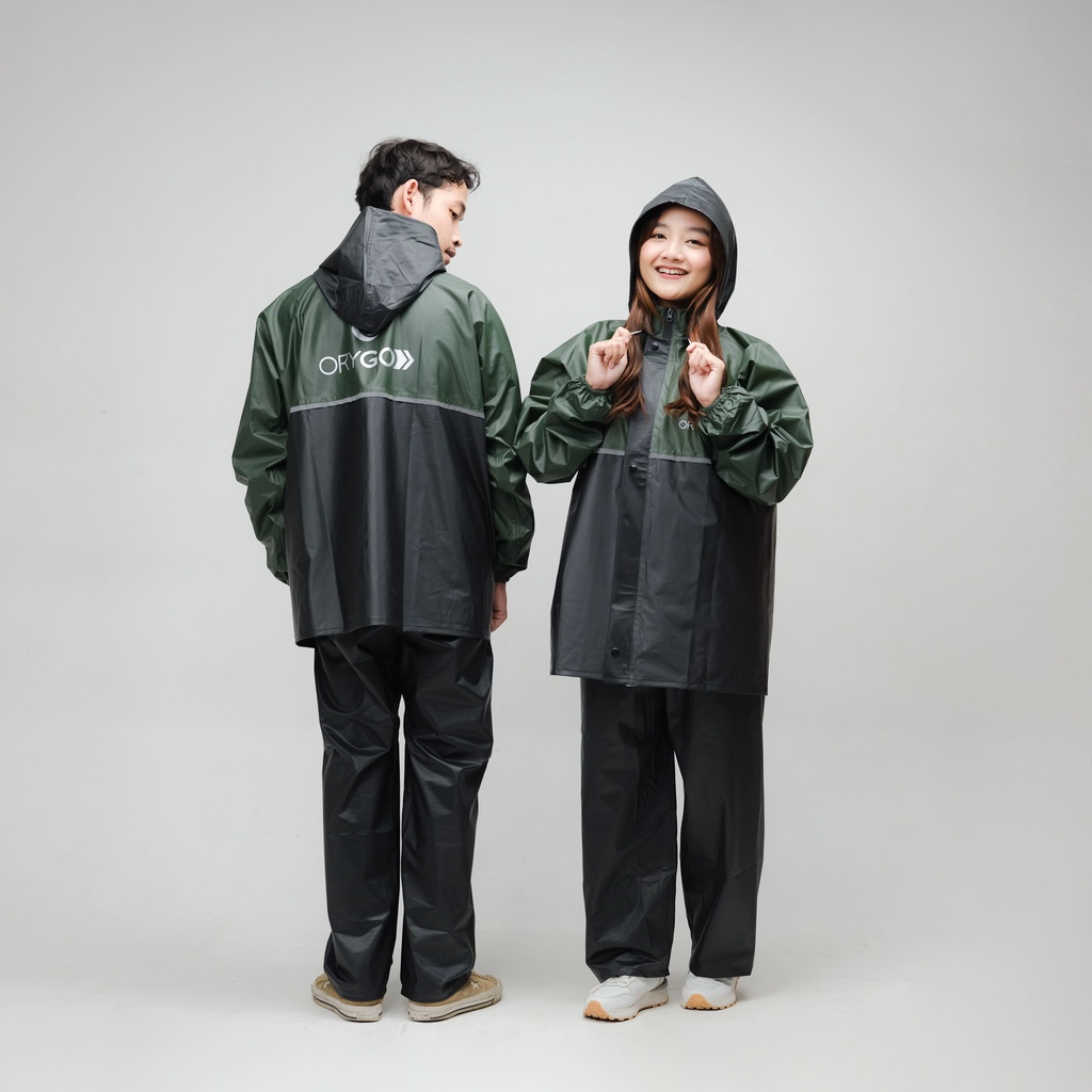 (ARMY SERIES) JAS HUJAN SET HOODIE PREMIUM ORYGO RAINCOAT Pria&amp;Wanita Fullpress Sealer Anti Rembes