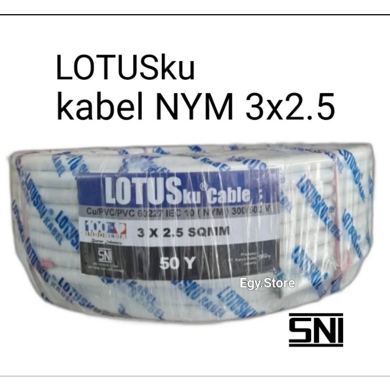 kabel nym 3x2.5 50 yard LOTUSku Tembaga SNI