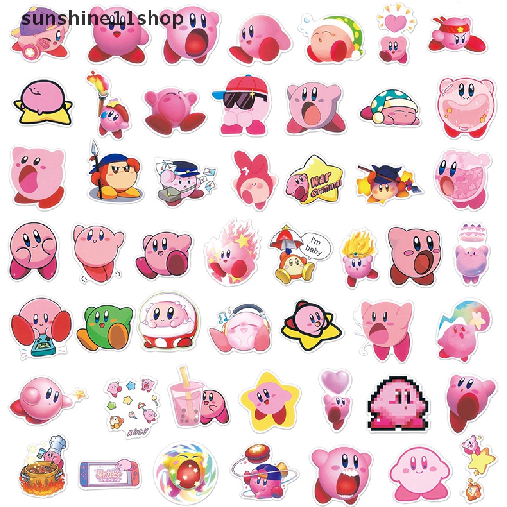 Sho 100Pcs Kartun Kirby Stiker Laptop Gitar Skateboard Tahan Air Decals N