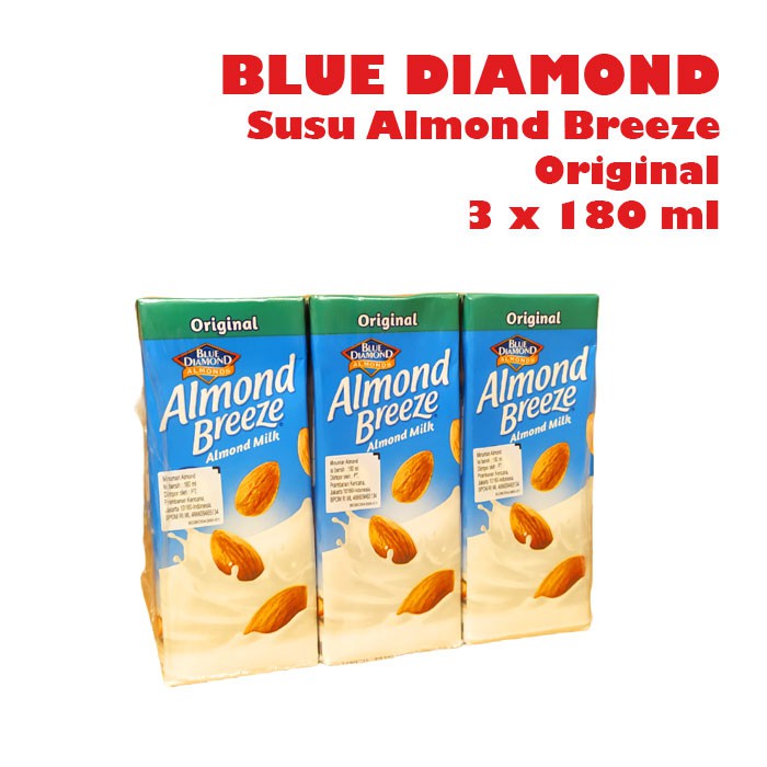 Blue Diamond Susu Almond Breeze Milk Rasa Original 3 x 180 ml